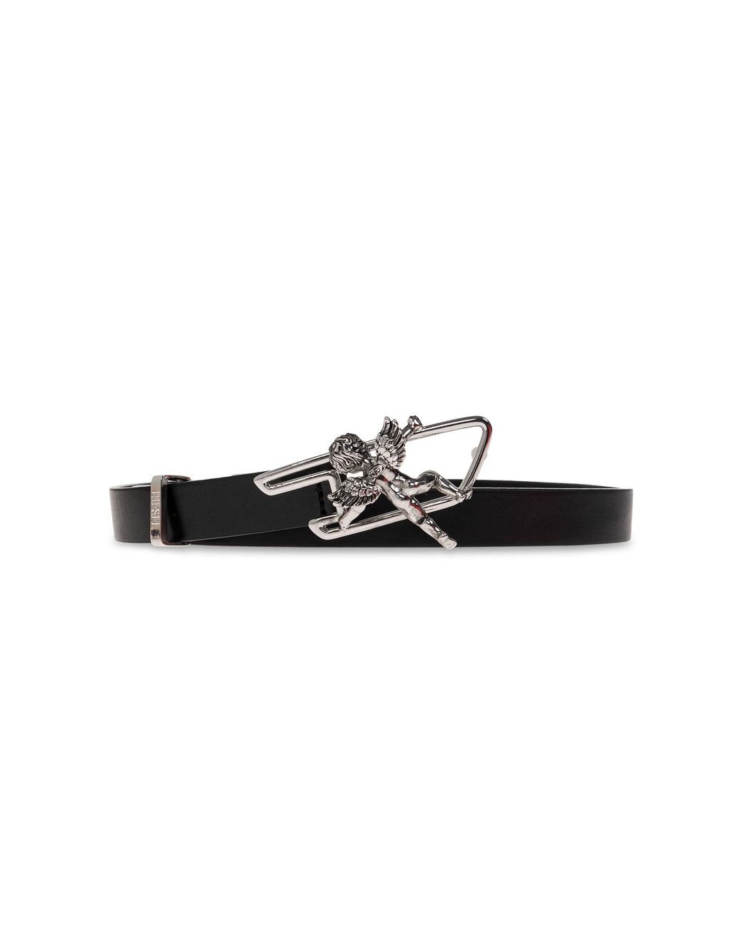 DIESEL Black Leather Belt 'B-D Line W Angell'