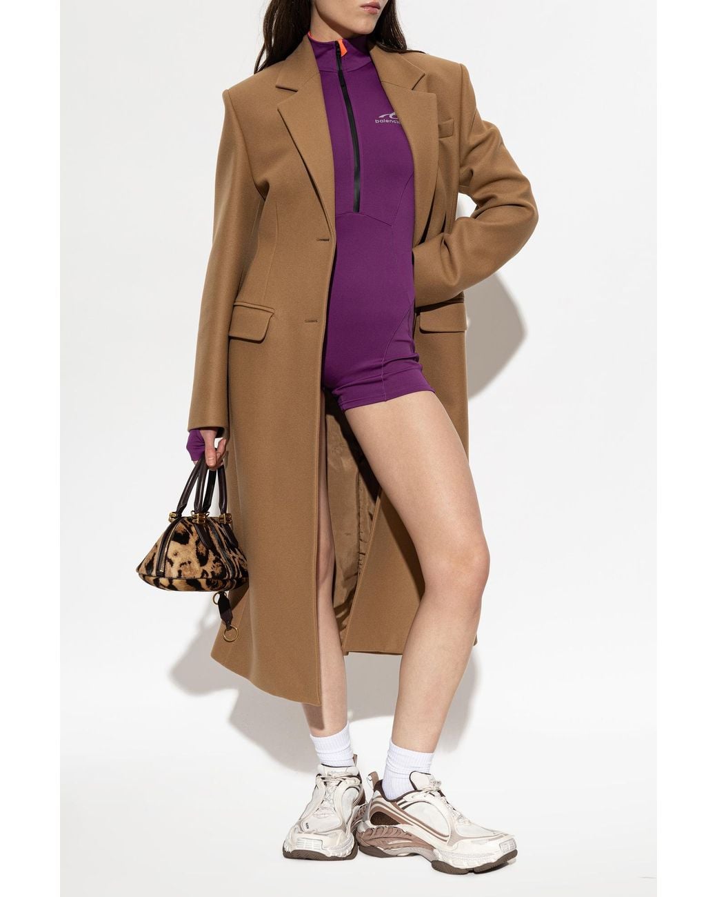 Balenciaga Natural Wool Coat With A Single Vent