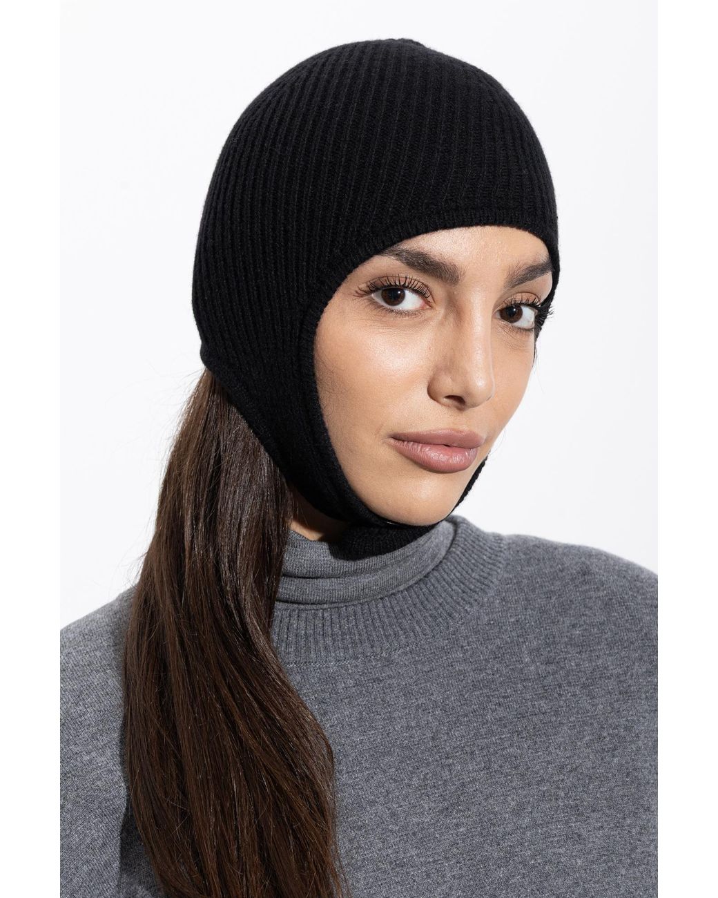MM6 by Maison Margiela Black Wool Beanie With Logo Patch
