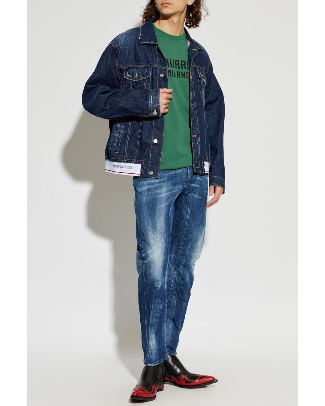 DSquared² Blue Denim Jacket With Vintage Effect for men