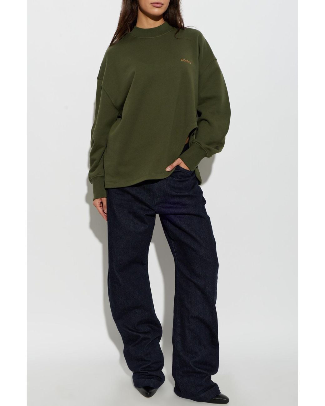 The Attico Green 'Oversize' T-Shirt With A Slit
