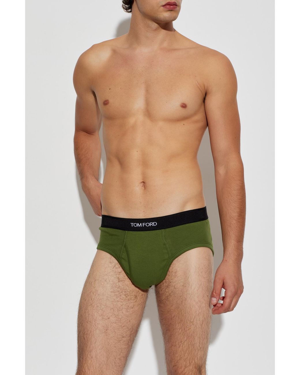 Tom Ford Green Briefs With Logo for men