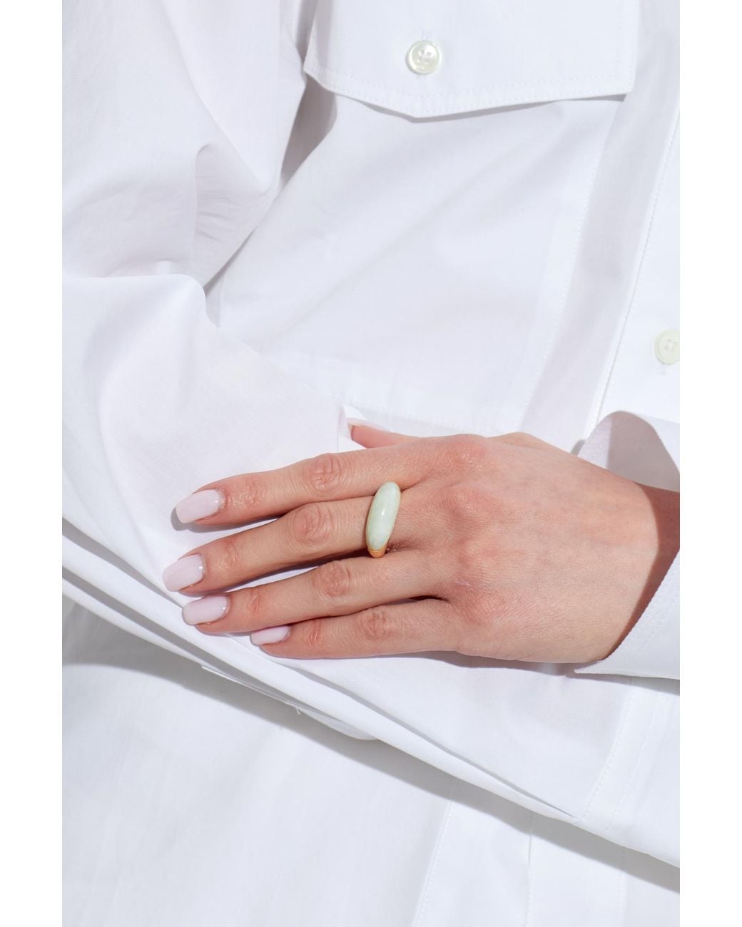 LIE STUDIO Metallic 'Beatrice' Ring With Semi-Precious Stone