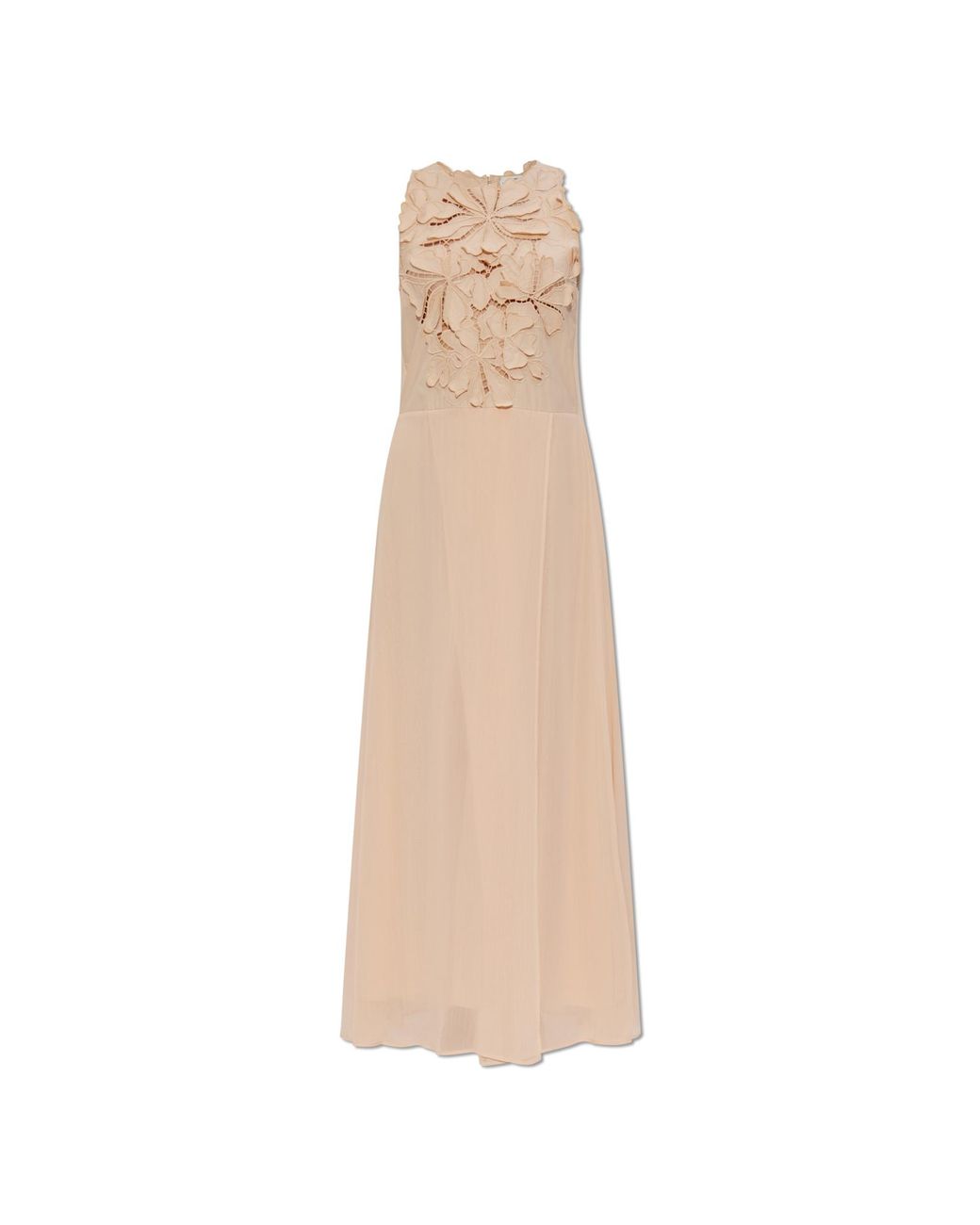 Forte_forte White Dress With Floral Trim