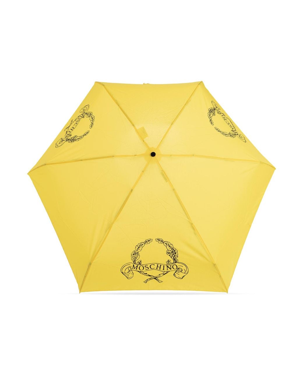 Moschino Yellow Small Foldable Umbrella With Logo