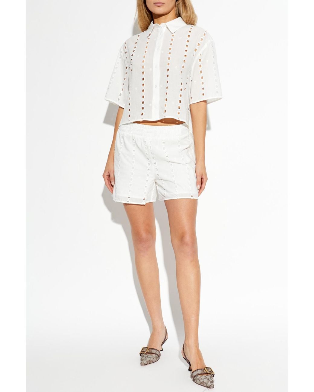 Anine Bing White "Kam" Shorts