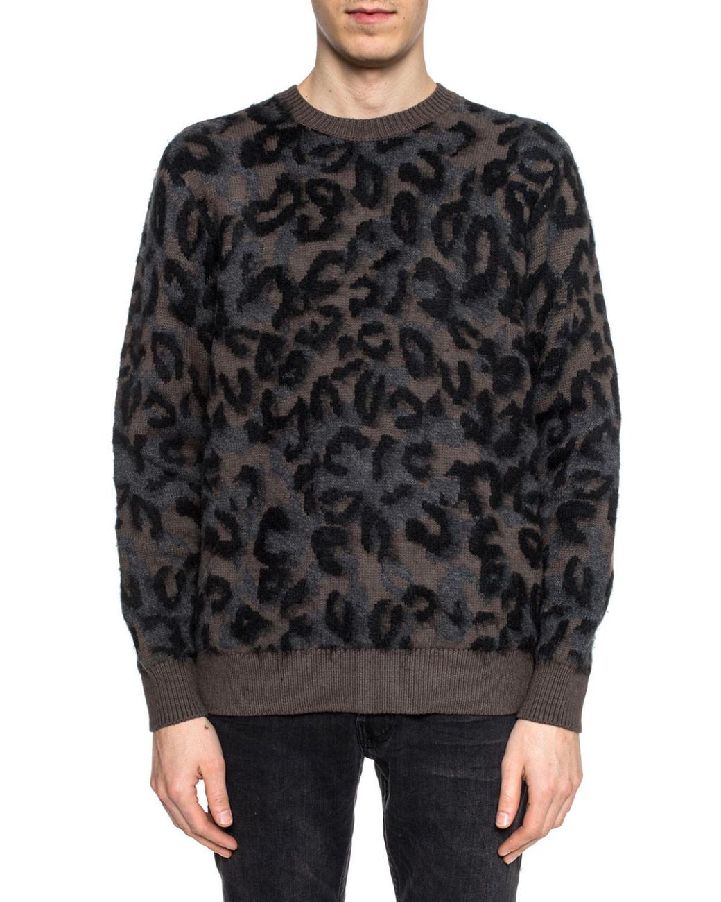 AllSaints 'apex' Leopard Print Sweater in Brown for Men | Lyst UK