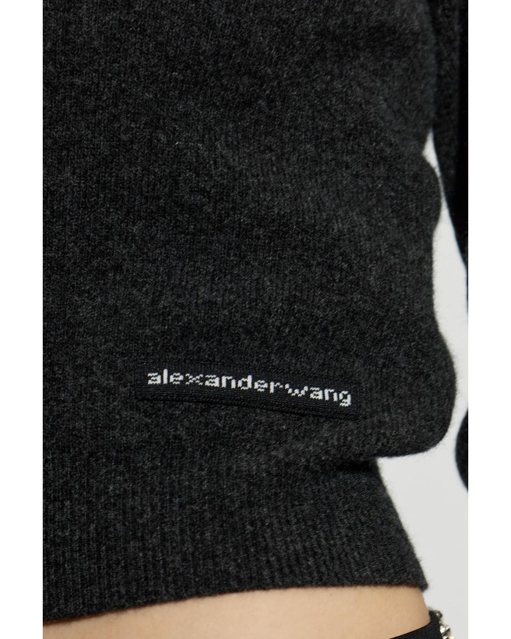 Alexander Wang Black Wool Cardigan With Logo Patch