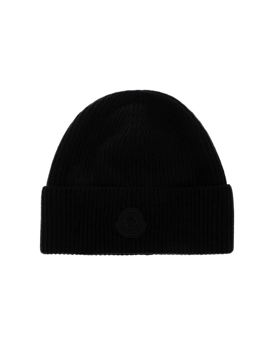 Moncler Black Wool Beanie Hat With Logo for men