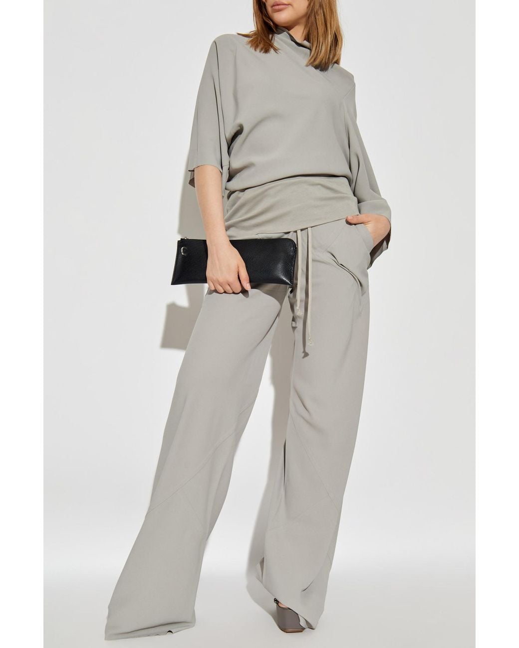 Rick Owens Gray Loose-Fit Trousers
