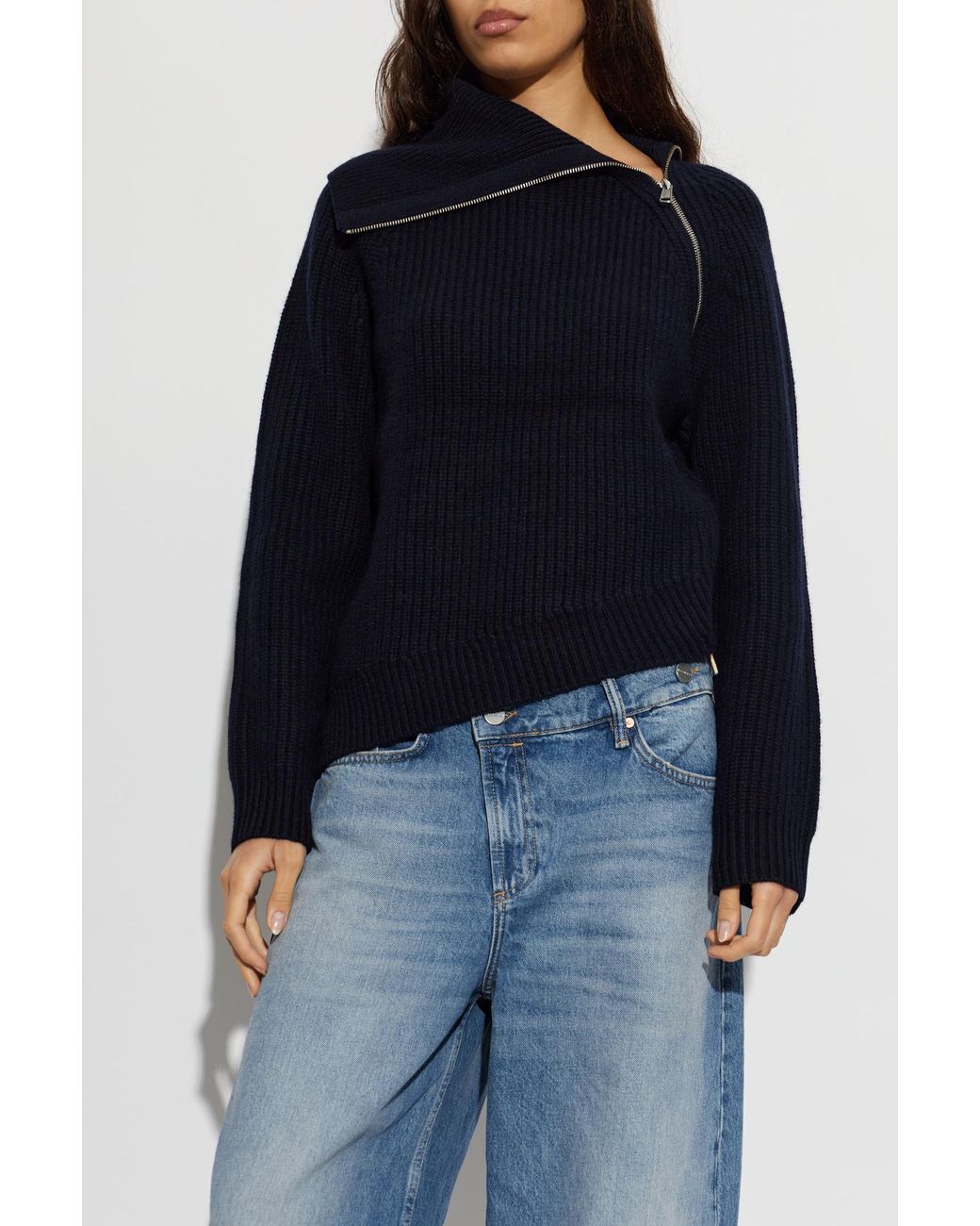 AllSaints Blue 'Cleo' Wool Turtleneck