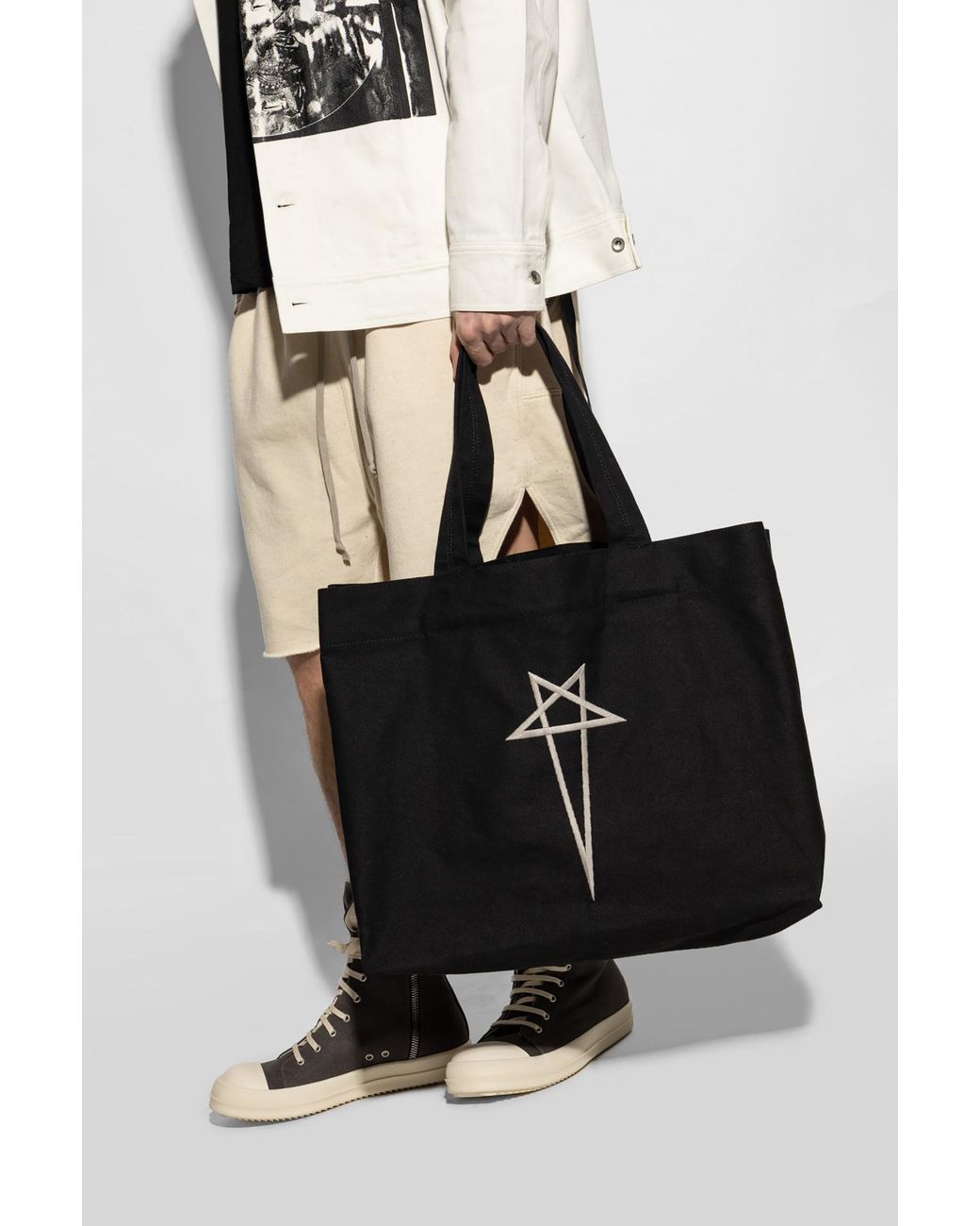 Rick Owens Black Shoulder Bag Beach Bag for men