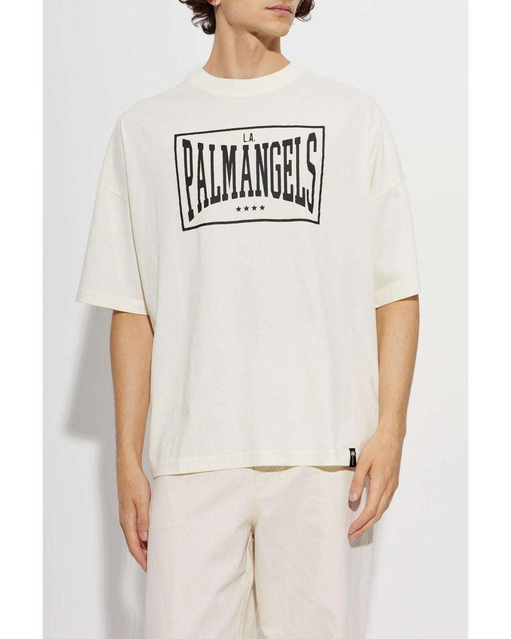 Palm Angels White T-Shirt With Print for men