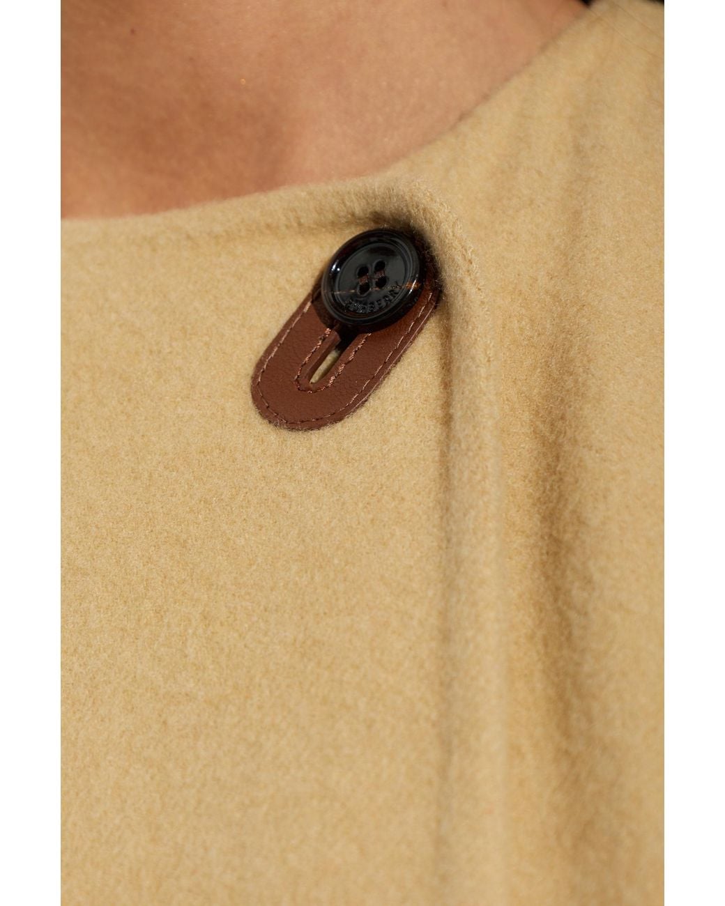 Burberry Natural Cashmere Poncho With Leather Belt
