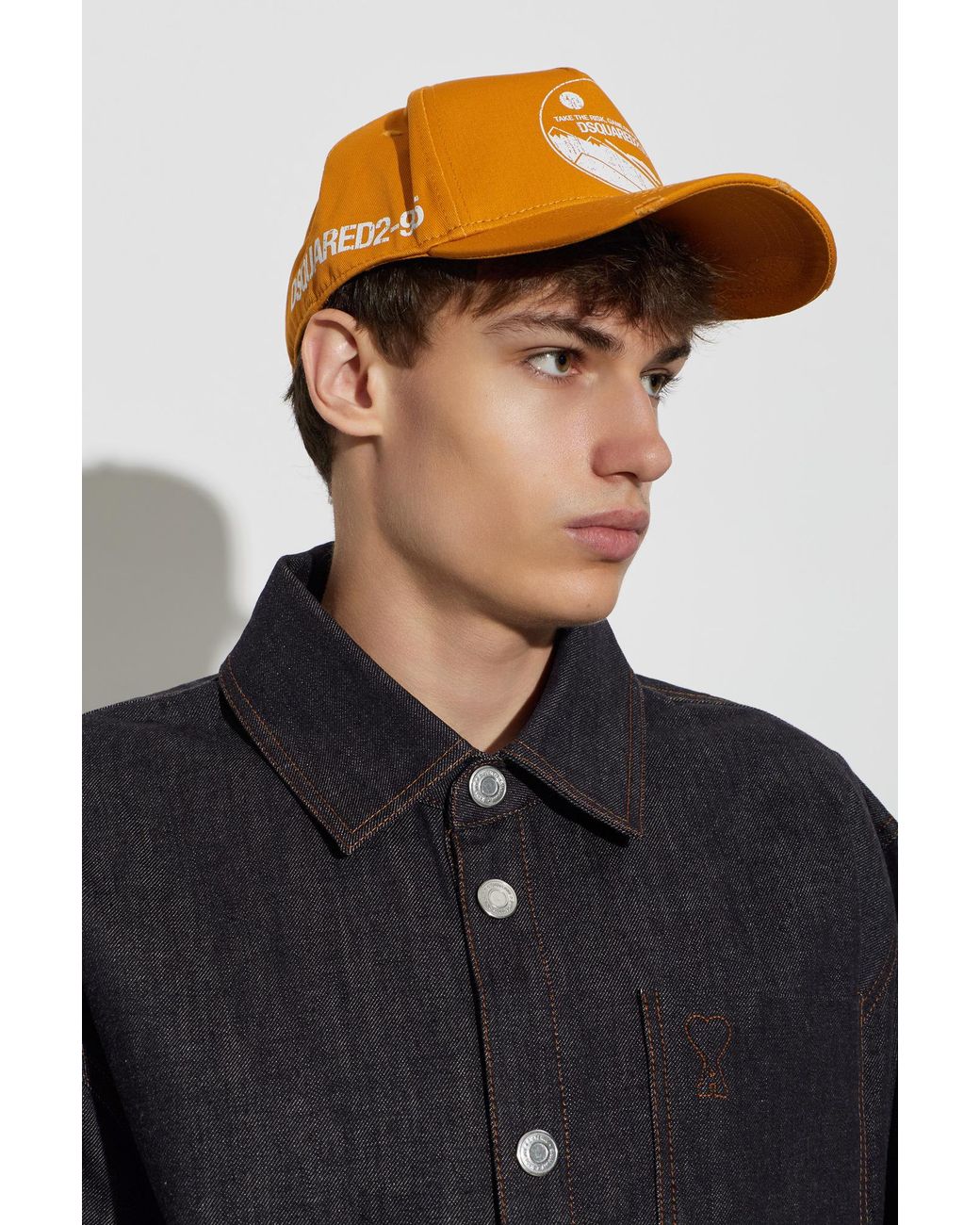 DSquared² Orange Baseball Cap With Print for men