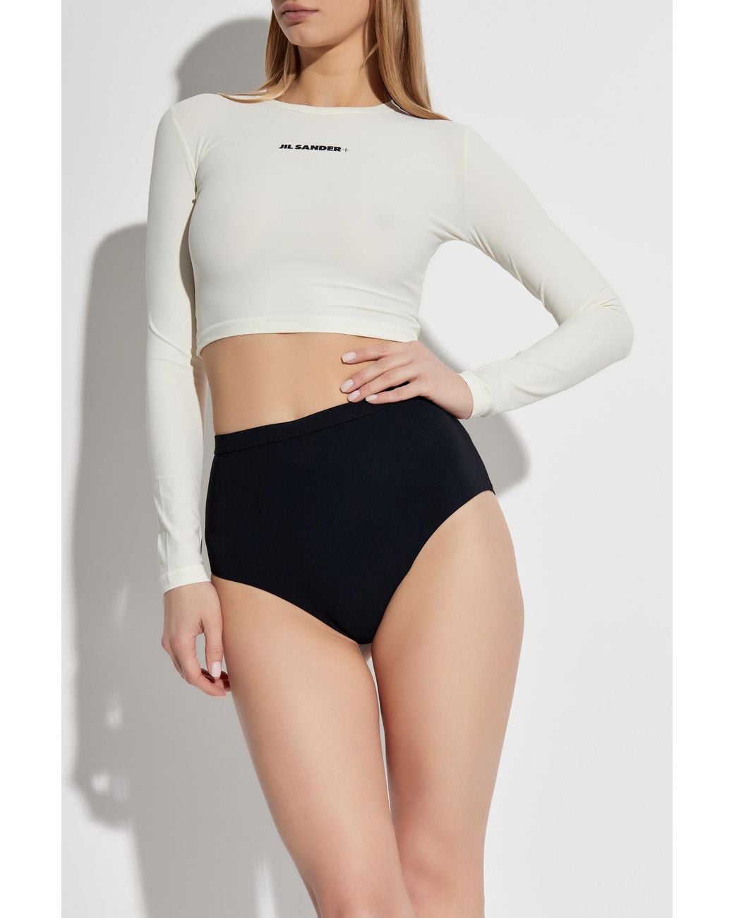 Jil Sander White Swim Top With Printed Logo