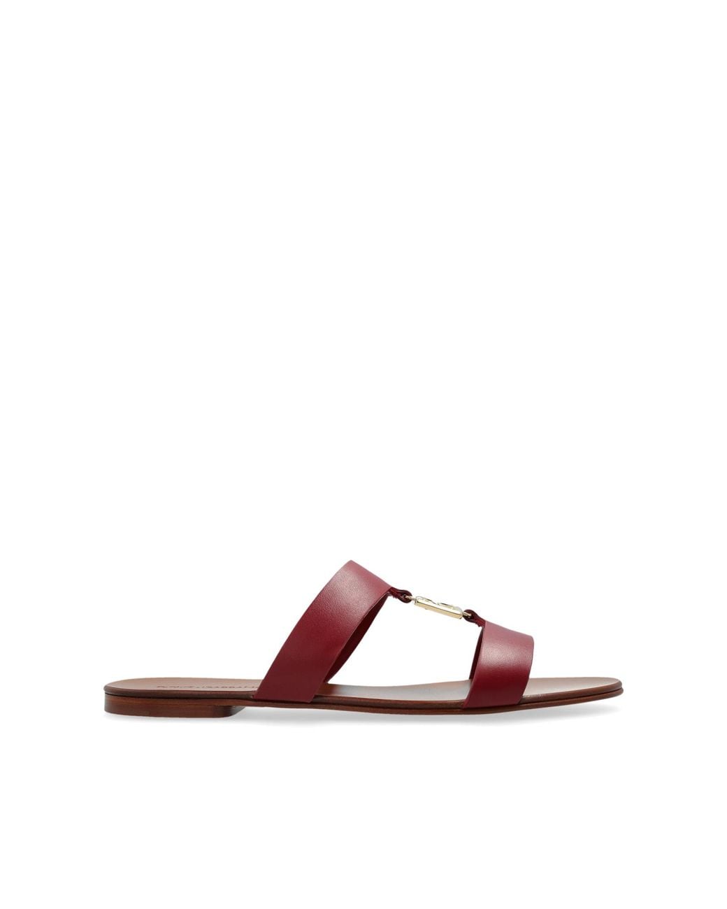 Dolce & Gabbana Red Slides With A Logo-Shaped Appliqué