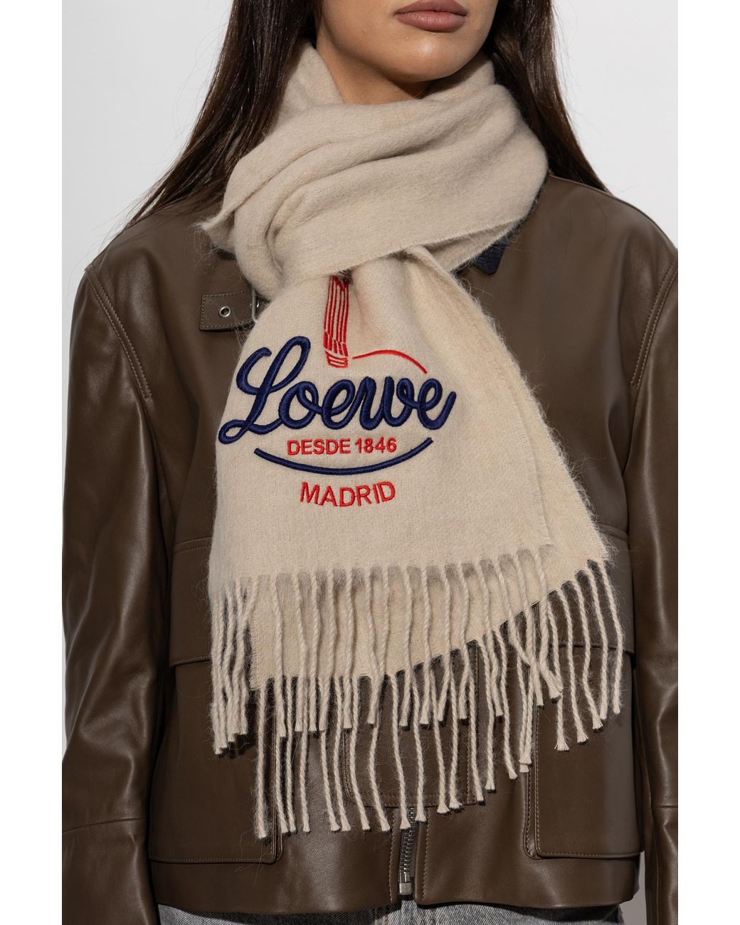 Loewe Natural Scarf With Embroidered Logo