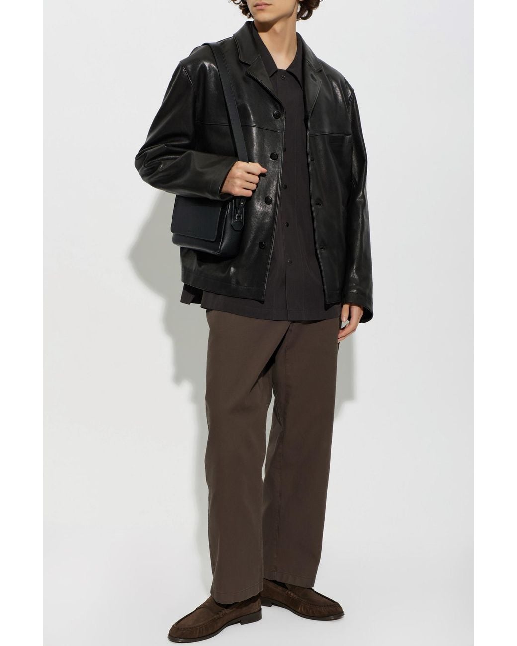 Lemaire Black Wool Shirt With Pocket for men