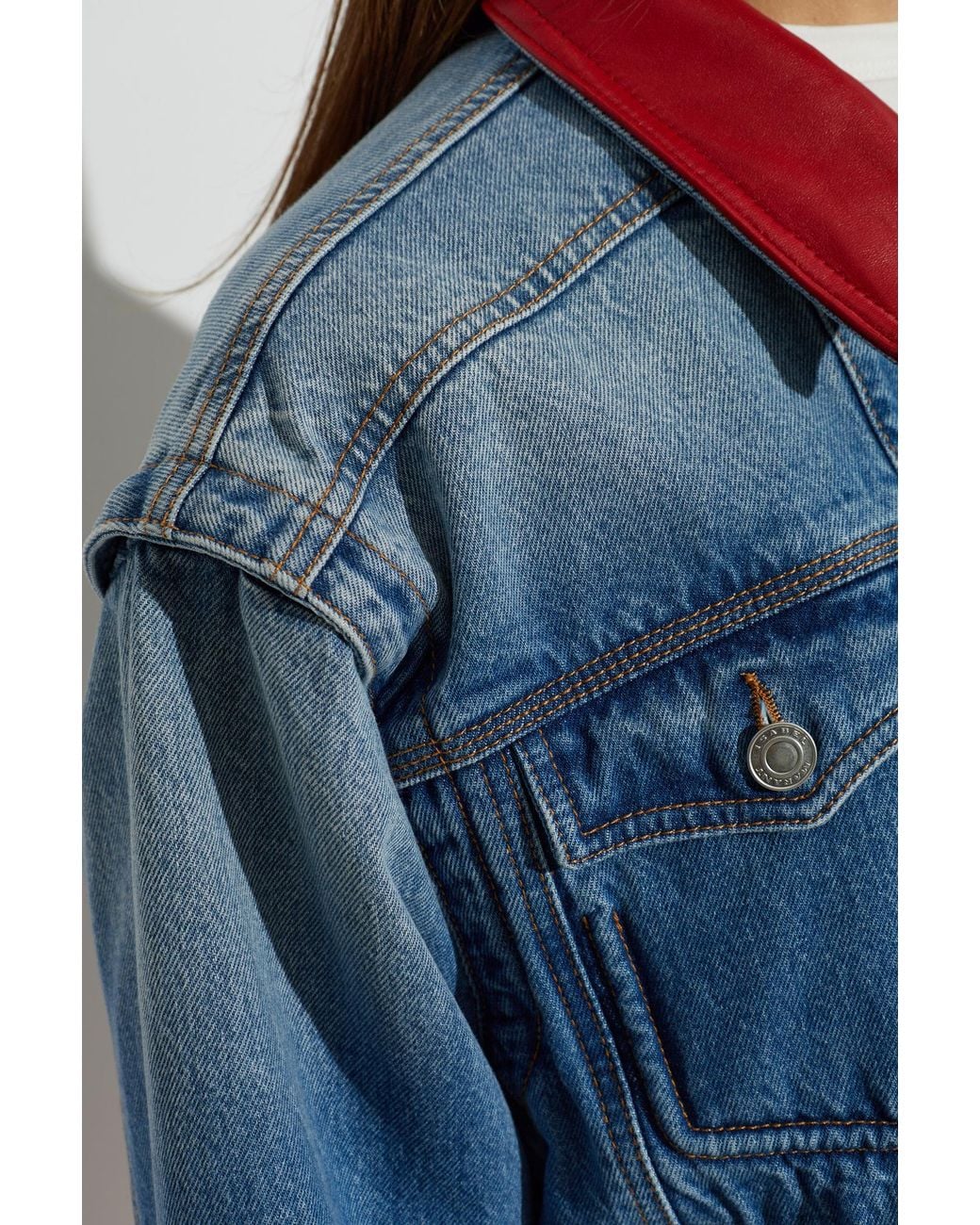 Isabel Marant Red Insulated Denim Jacket 'Devyn'