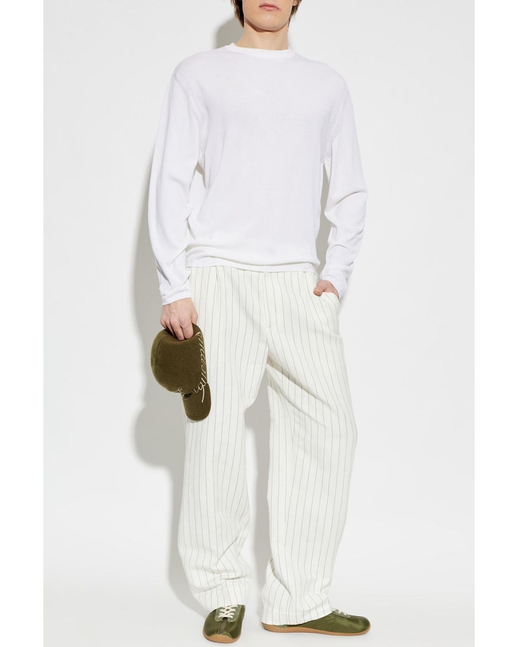 Jacquemus White Sweater With Embroidered Logo for men