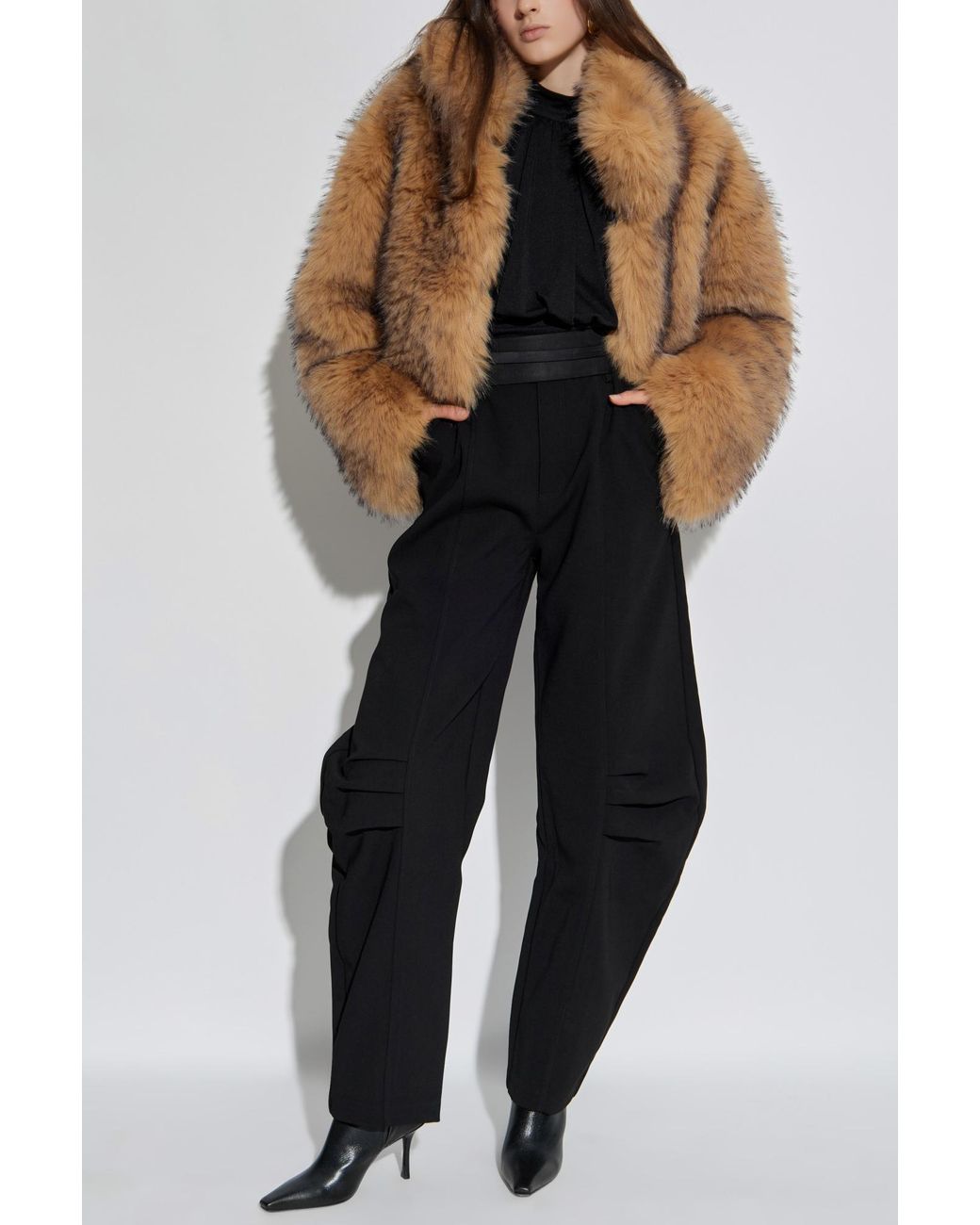 ROTATE BIRGER CHRISTENSEN Brown Short Faux Fur