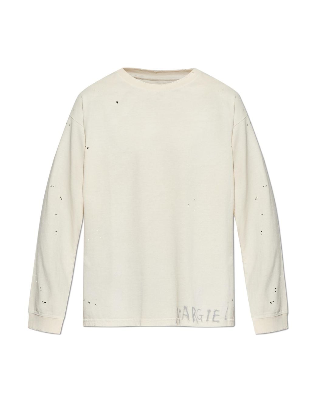 Maison Margiela White T-Shirt With Paint Splatter Effect for men
