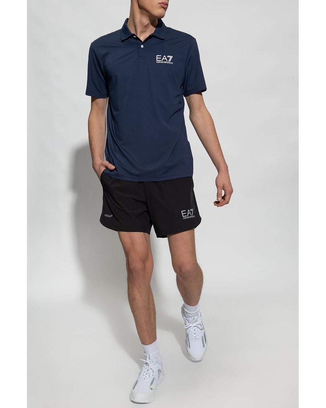 EA7 Blue Polo Shirt With Logo for men