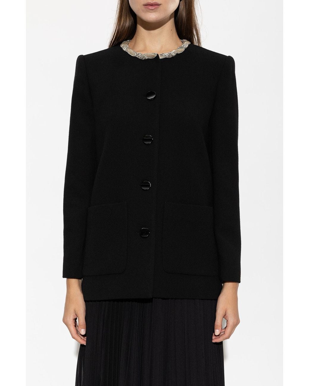 Valentino Garavani Black Wool Blazer With Appliqués