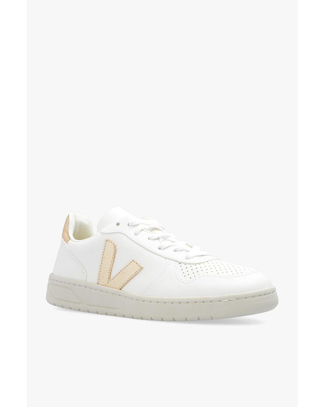 Veja Leather 'v-10' Sneakers in White | Lyst