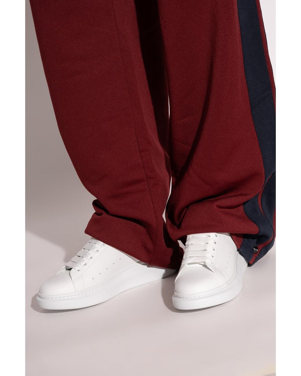 McQueen White Leather Sports Shoes With Logo for men