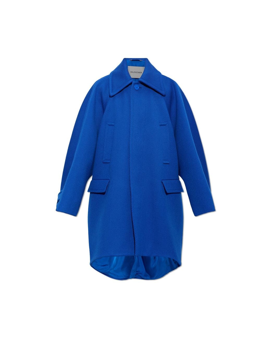 Balenciaga Blue Wool Coat With Pockets for men