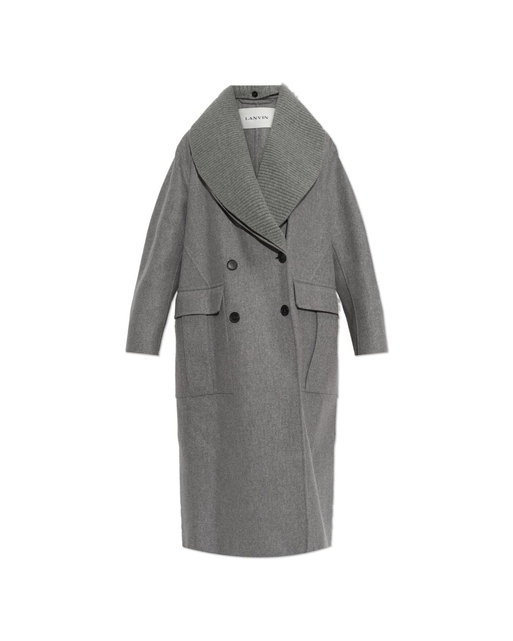 Lanvin Gray Wool Coat With Detachable Collar