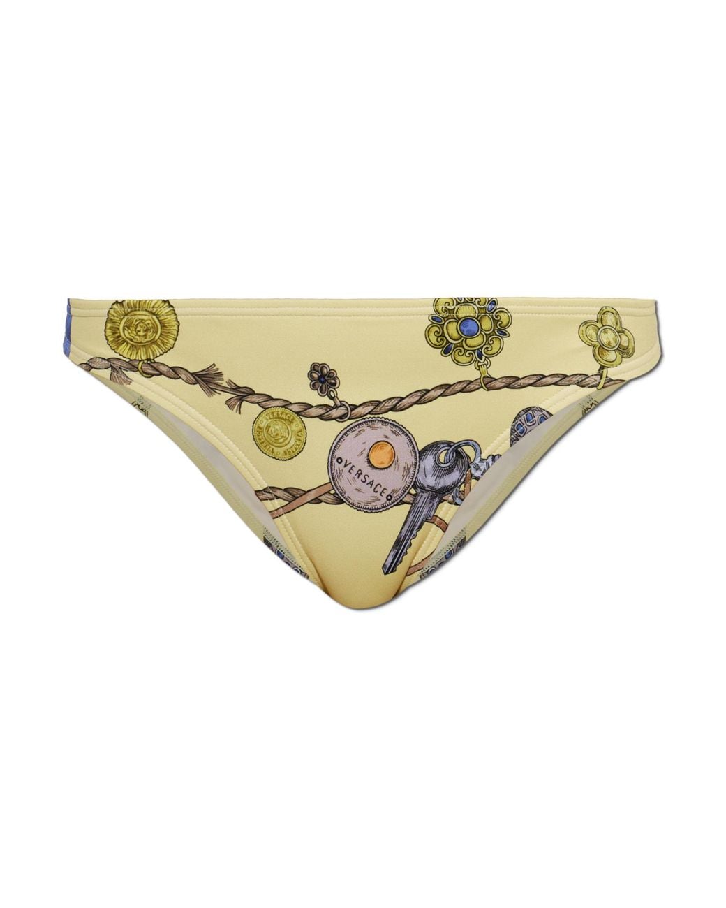 Versace Yellow Bottoms Of Swimsuit With "Broken Jewels" Print