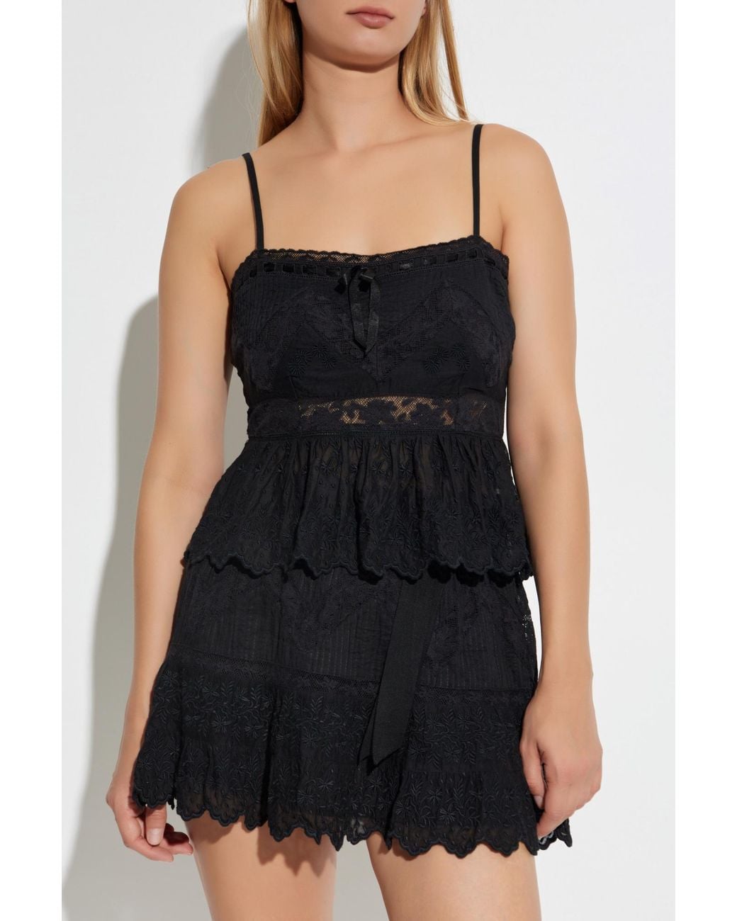 LoveShackFancy Black Top "Rowina"