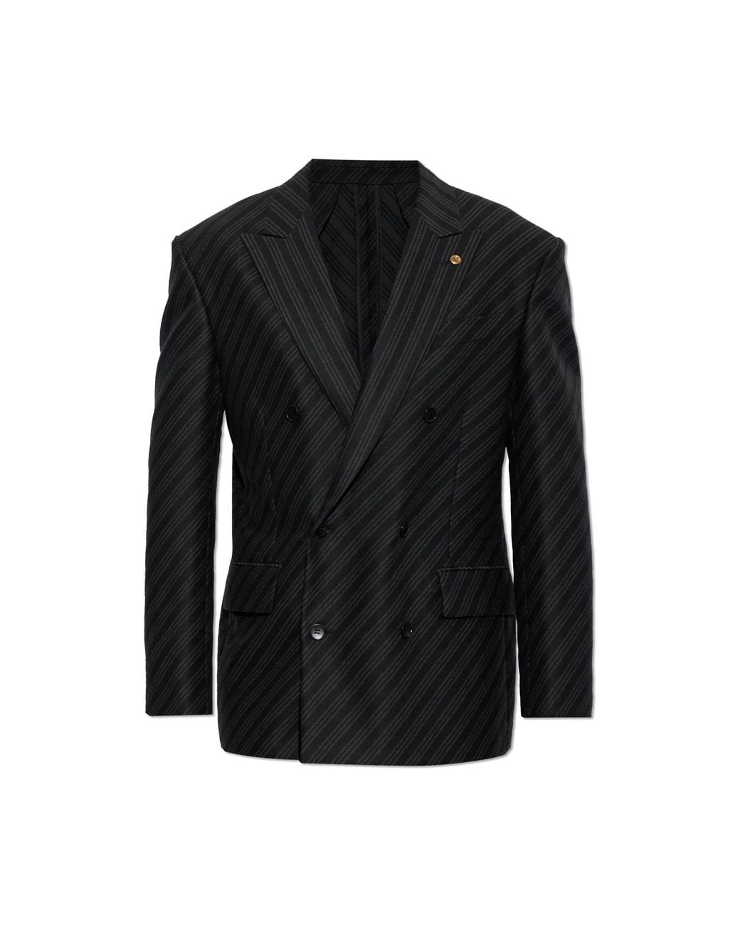 Versace Black Wool Blazer With Single Vent for men