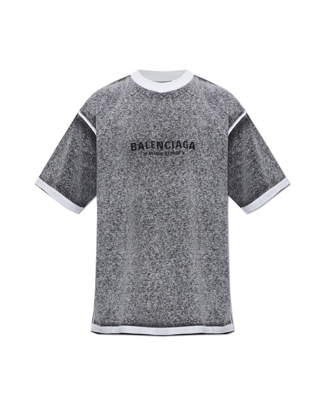 Balenciaga Gray Cotton T-Shirt With Logo for men