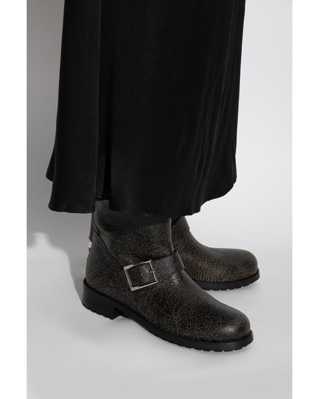 Jimmy Choo Black 'Biker Mid' Ankle Boots