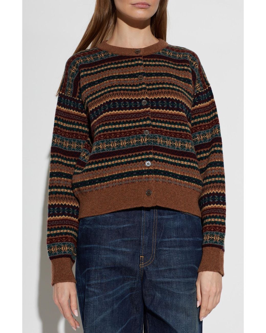 &Daughter Brown 'Ada Fairisle' Wool Cardigan