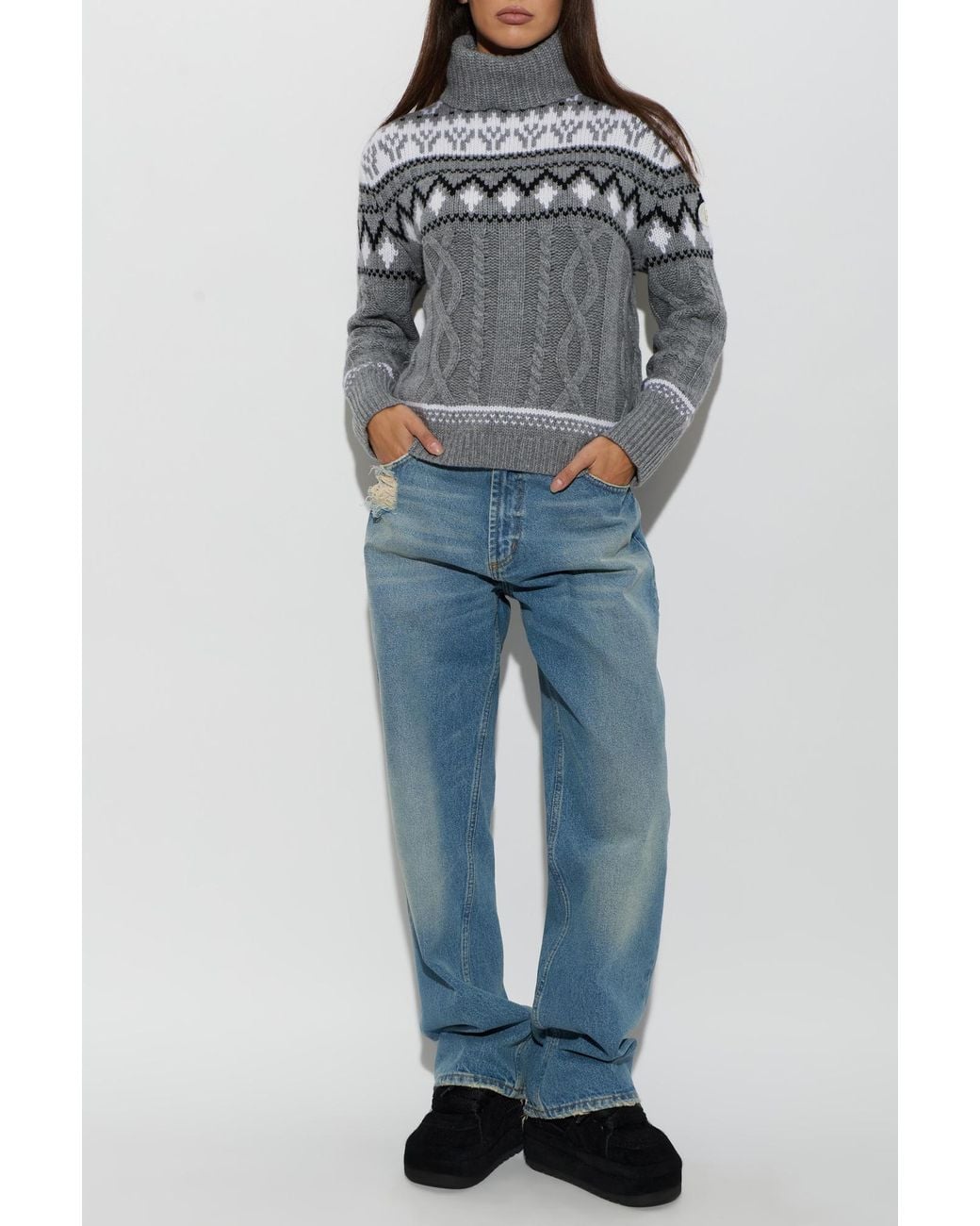 Bogner Gray Cashmere Turtleneck Sweater 'Lorely'