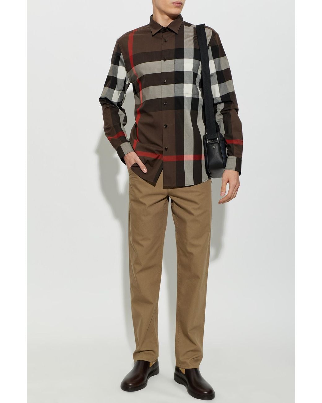 Burberry Black Cotton Checked Shirt for men