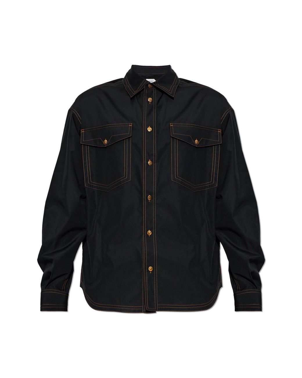 Versace Black Shirt With Contrasting Stitching for men