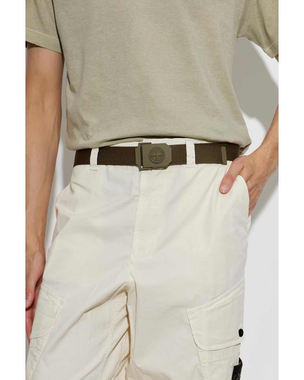 Stone Island Green Belt With Logo for men