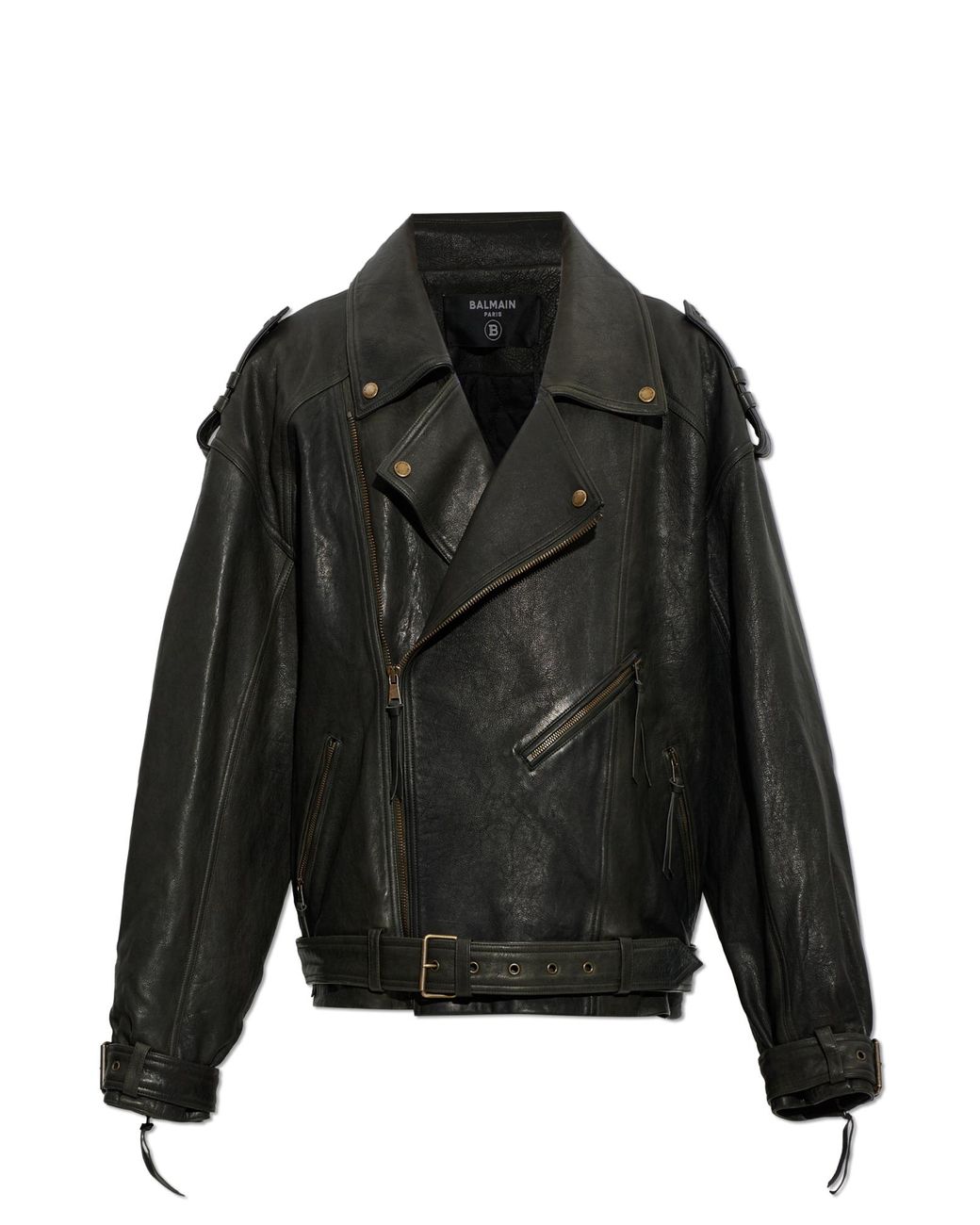 Balmain Black Leather Jacket for men
