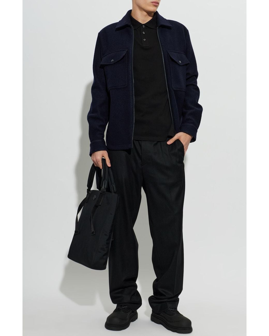 Moncler Black Wool Trousers for men