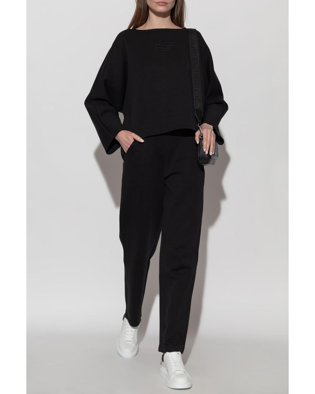 Emporio Armani Black Sweatpants With Printed Logo
