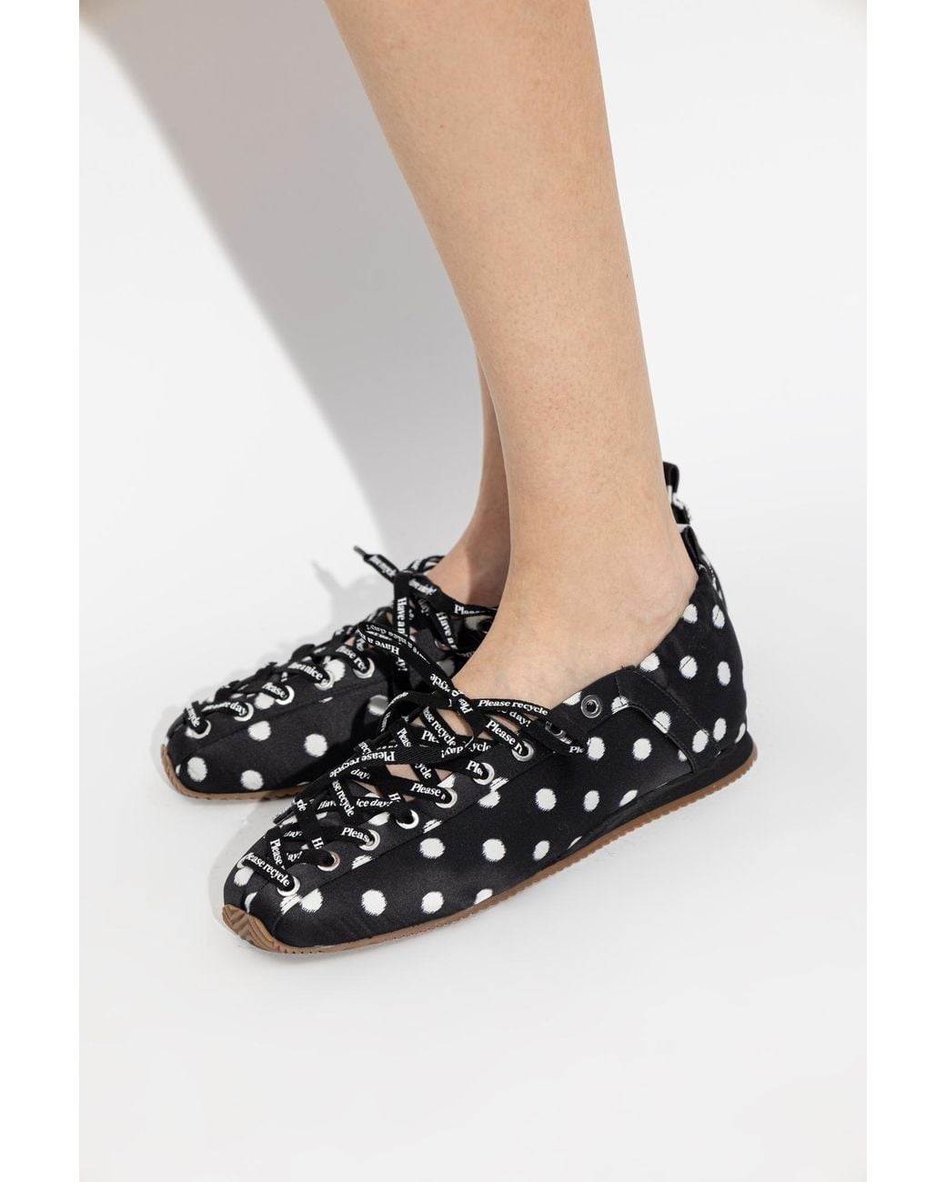 Ganni Black Lace-Up Ballerinas
