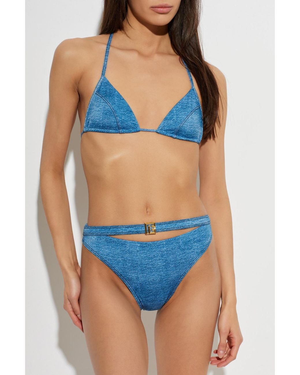 Balmain Blue Two-Piece Swimsuit