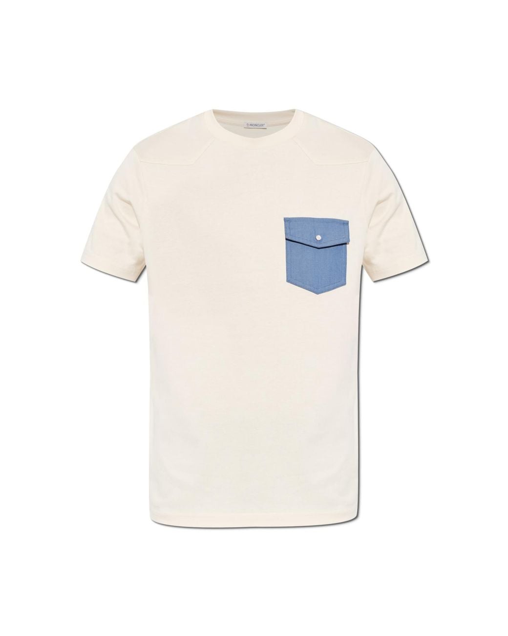 Moncler White T-Shirt With Pocket for men