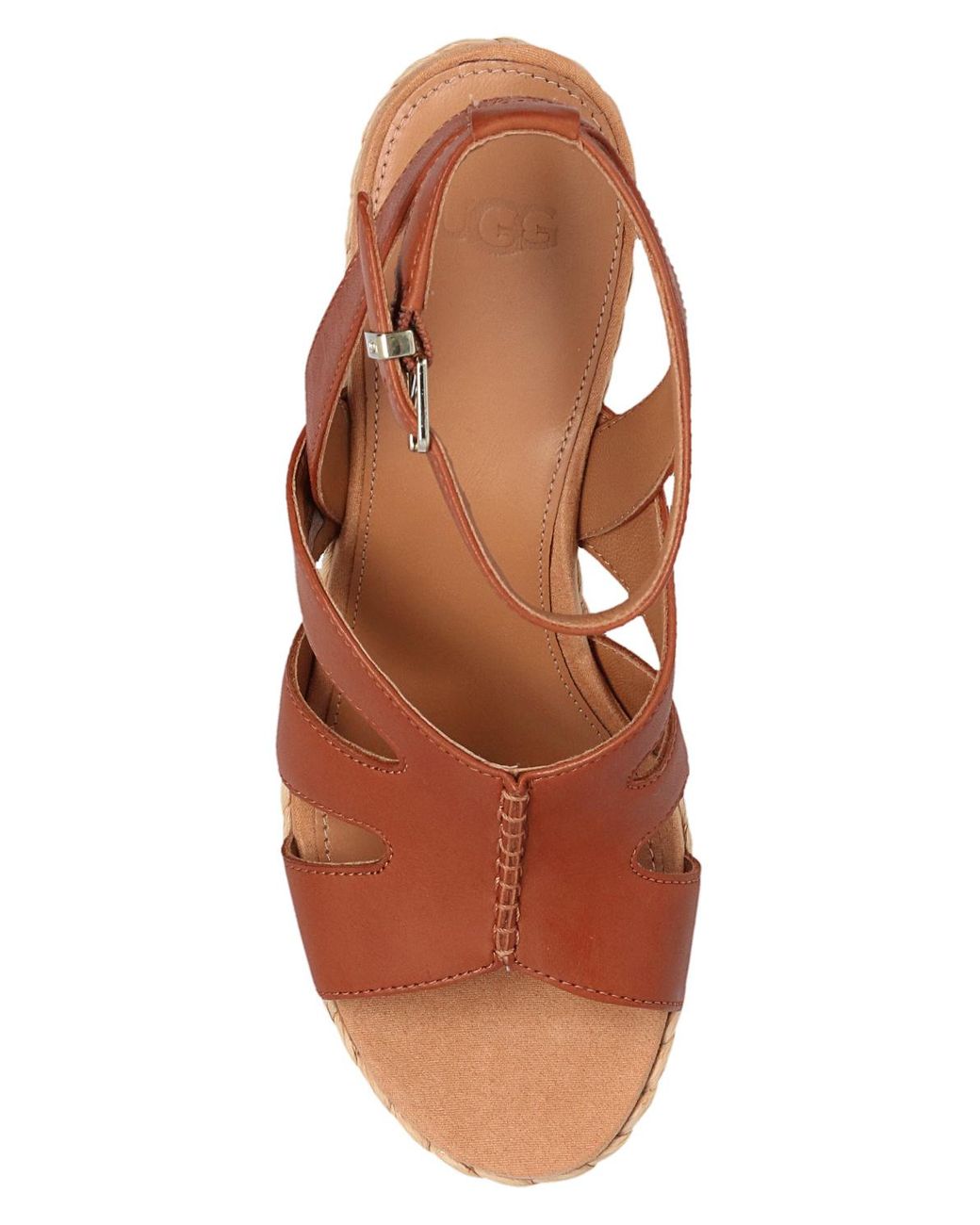UGG Leather 'careena' Wedge Sandals in Brown | Lyst
